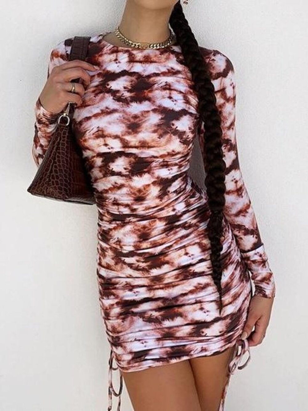 Tiger Mist Women's White and Brown Dress size small